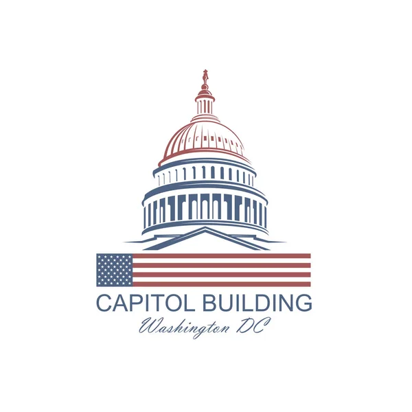 Gebäude Des Kapitols Washington Auf Weißem Grund Isoliert — Stockvektor