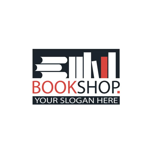 Emblema Libreria Con Libreria Isolata Sfondo Bianco — Vettoriale Stock