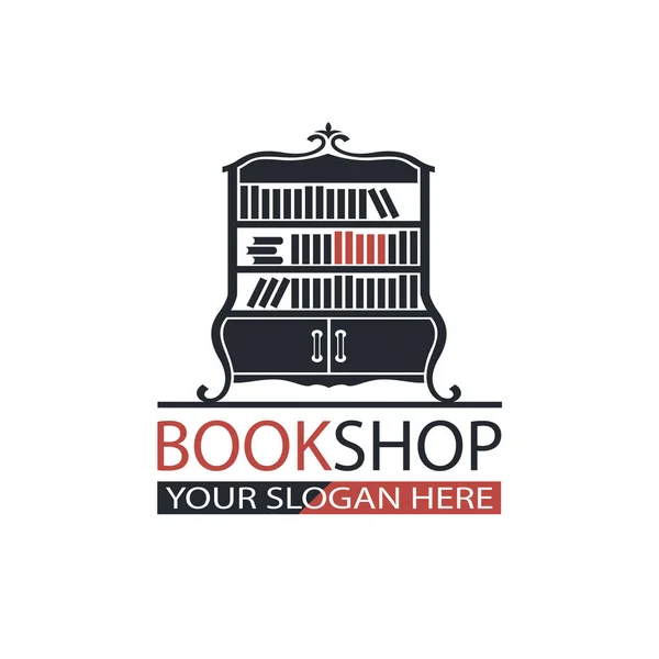 Emblema Libreria Con Libreria Isolata Sfondo Bianco — Vettoriale Stock
