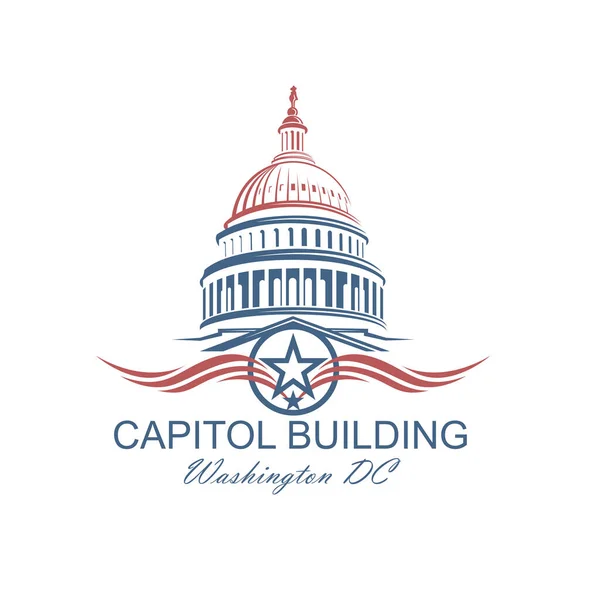 United States Capitol Building Icon Washington Isolated White Backgrpound — Stock Vector