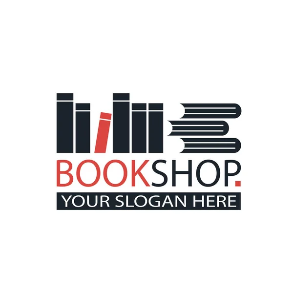 Könyvesbolt Embléma Könyvespolc Elszigetelt Fehér Háttér — Stock Vector