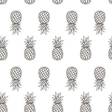 Ananas ve tropikal meyveli kusursuz desen