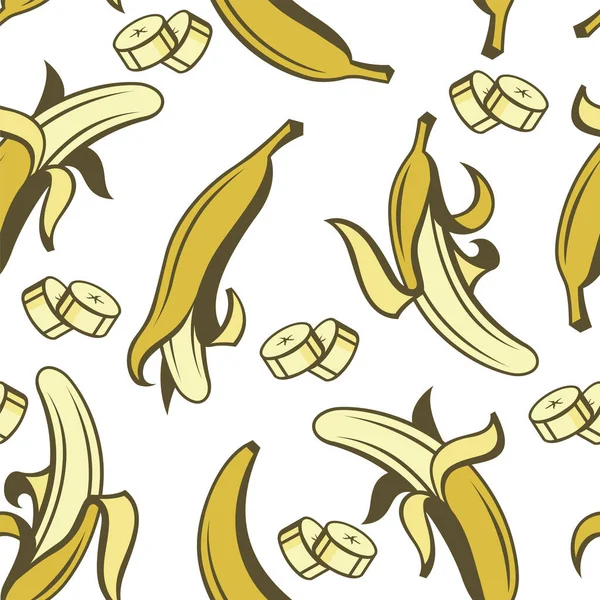 有香蕉热带水果的无缝图案 — 图库矢量图片