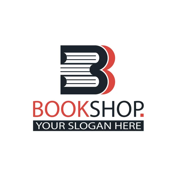 Book Store Emblem Open Book Isolated White Background — Stock Vector