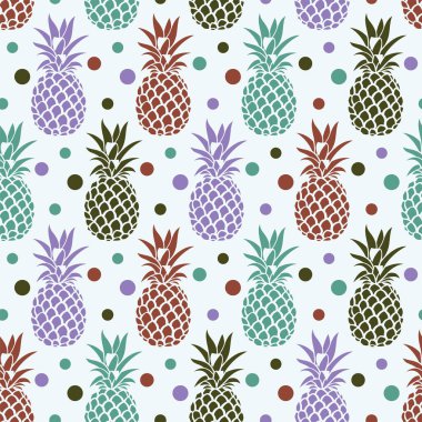 Ananas ve tropikal meyveli kusursuz desen