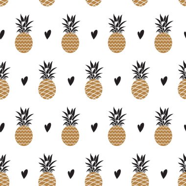 Ananas ve tropikal meyveli kusursuz desen