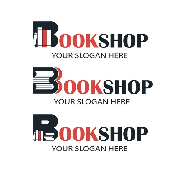 Emblemi Libreria Con Libri Isolati Sfondo Bianco — Vettoriale Stock