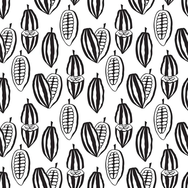 Beyaz arka planda kakao çekirdeğinin kusursuz deseni