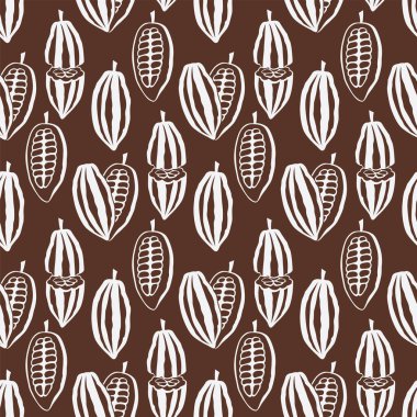 Kahverengi arka planda kusursuz kakao çekirdeği deseni