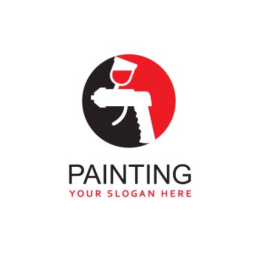 Beyaz arkaplanda izole edilmiş sprey tabanca resmi soyut amblemi