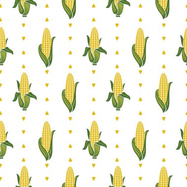 Beyaz arkaplanda izole edilmiş kusursuz mısır koçanı deseni