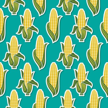 Yeşil arkaplanda izole edilmiş kusursuz mısır koçanı deseni