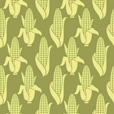 Yeşil arka planda izole edilmiş kusursuz mısır koçanı deseni