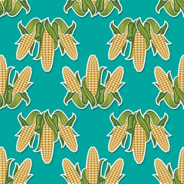 Yeşil arka planda izole edilmiş kusursuz mısır koçanı deseni