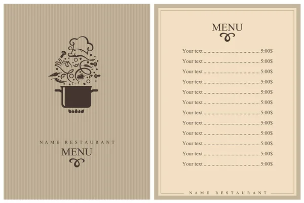 Design Menu Restaurante Com Processo Cozimento Legumes Panela —  Vetores de Stock