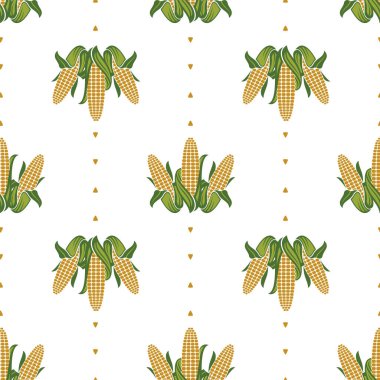 Beyaz arka planda izole edilmiş kusursuz mısır koçanı deseni