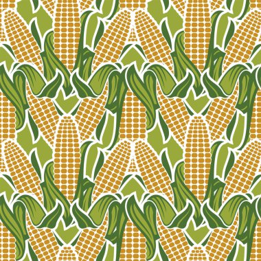 Yeşil arka planda izole edilmiş kusursuz mısır koçanı deseni