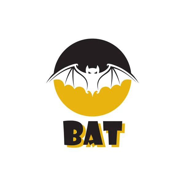 Έμβλημα Του Halloween Flying Bat Που Απομονώνεται Λευκό Φόντο — Διανυσματικό Αρχείο