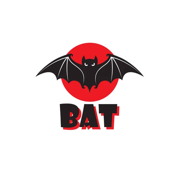 Emblem För Halloween Flygande Bat Isolerad Vit Bakgrund — Stock vektor