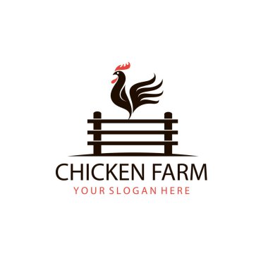 Beyaz arka planda izole edilmiş çitlerdeki horoz amblemi