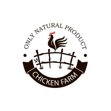 Beyaz arka planda izole edilmiş çitlerdeki horoz amblemi