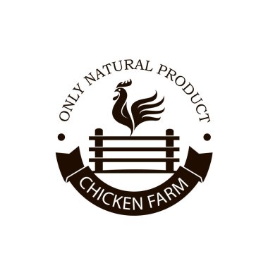 Beyaz arka planda izole edilmiş çitlerdeki horoz amblemi