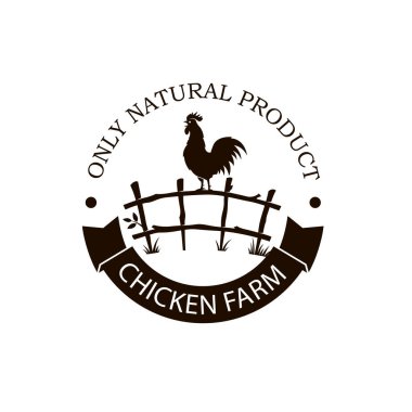 Beyaz arka planda izole edilmiş çitlerdeki horoz amblemi