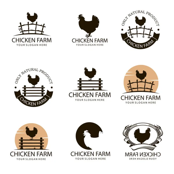 白地に隔離された鶏のデザインアイコンのコレクション — ストックベクタ