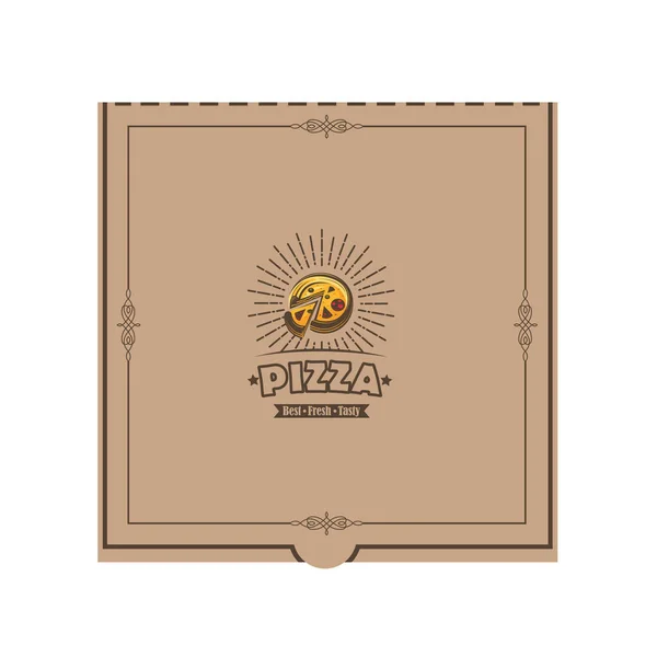 Caja Pizza Cartón Ilustración Aislada Sobre Fondo Blanco — Vector de stock