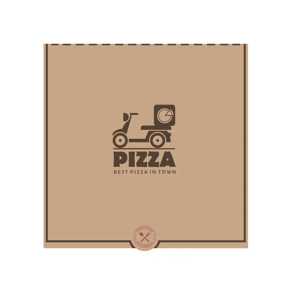Pizza Box Ilustracja Żywności Skuter Izolowane Białym Tle — Wektor stockowy
