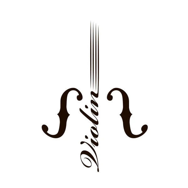白色背景下分离出来的小提琴的抽象单色插图 — 图库矢量图片