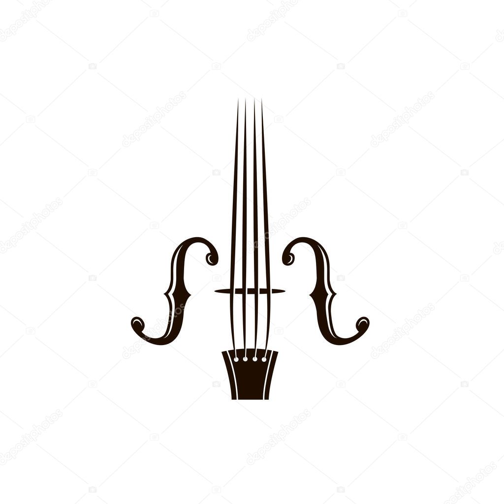 Abstract monochrome icon of violin isolated on white background