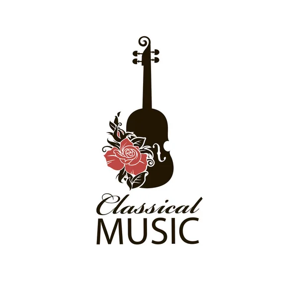 Abstrakte Ikone Von Geige Und Rose Isoliert Auf Weißem Hintergrund — Stockvektor