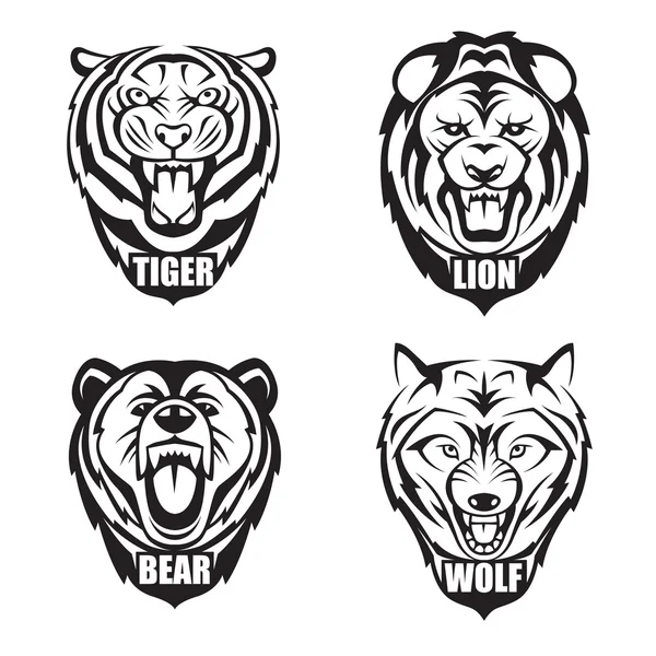 Heads of wild animals Stock Illustration