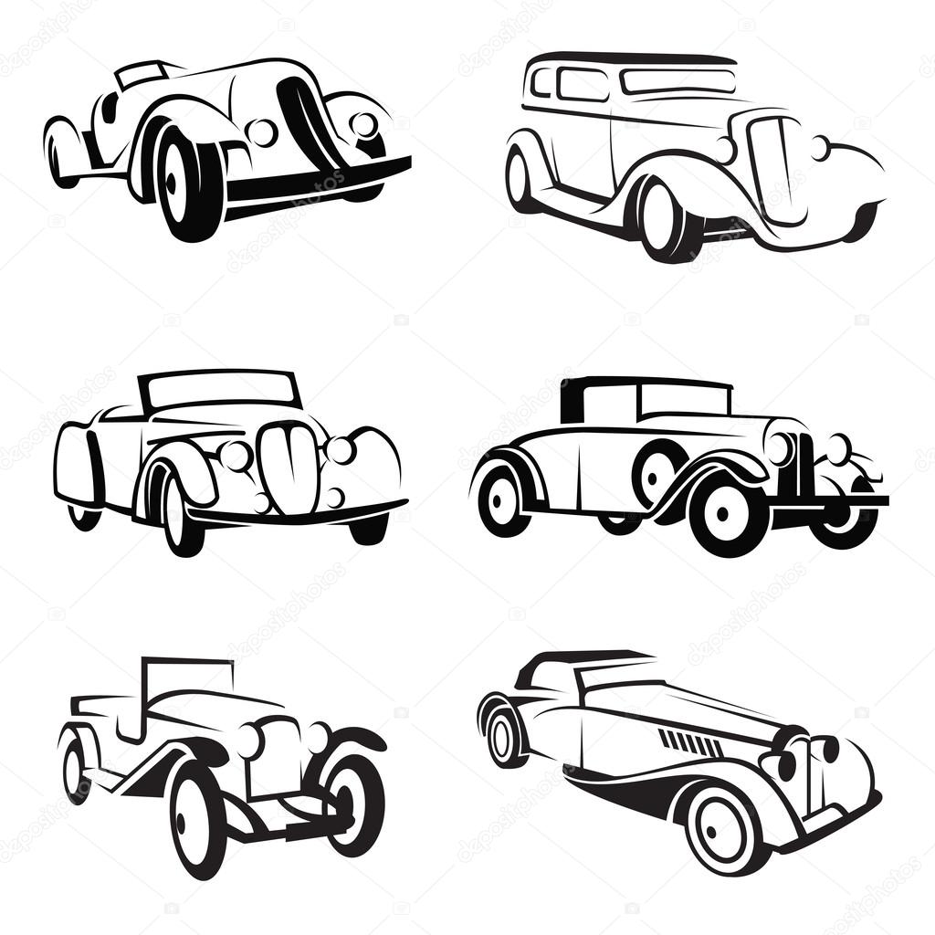 Set of retro cars