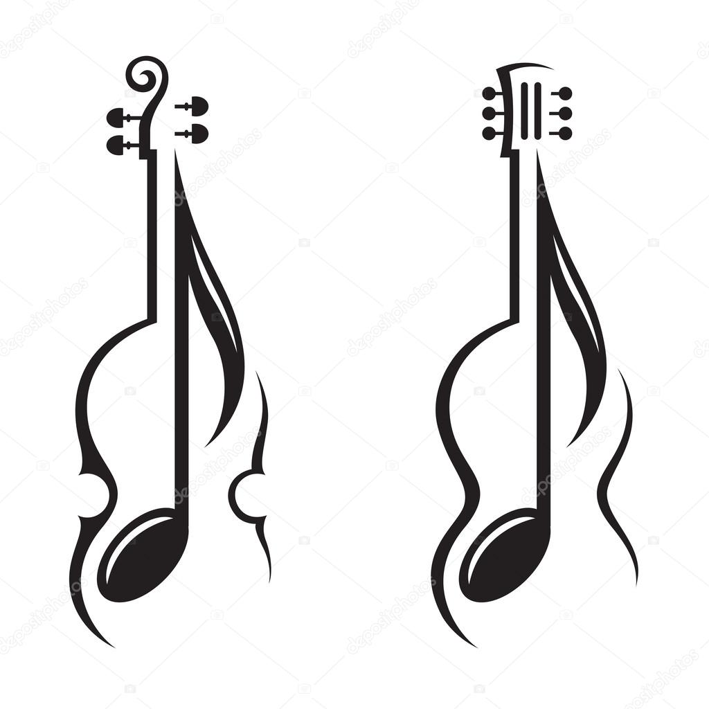 Violin, guitar and note