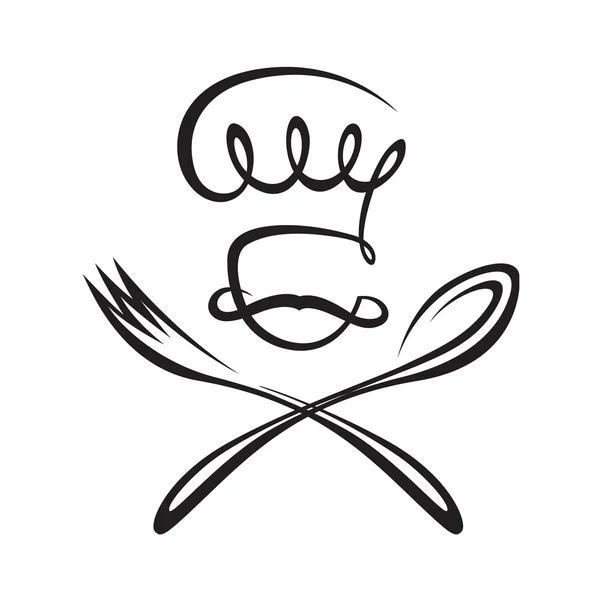 Chef avec cuillère et fourchette — Image vectorielle