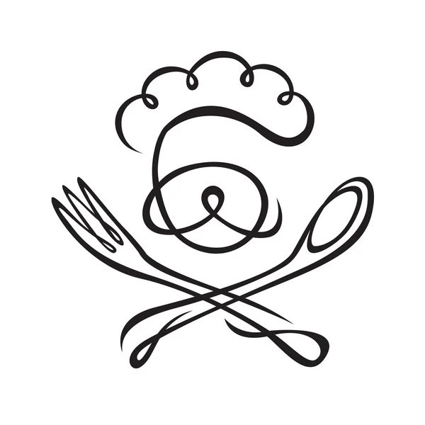 Chef avec cuillère et fourchette — Image vectorielle