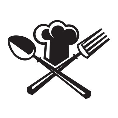 kaşık ve çatal ile şapka şef