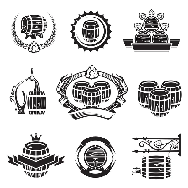 Conjunto de ícones de barril — Vetor de Stock