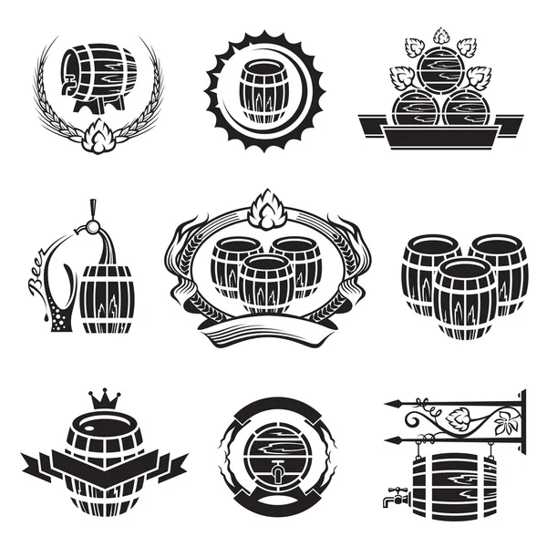 Conjunto de iconos de barril — Vector de stock