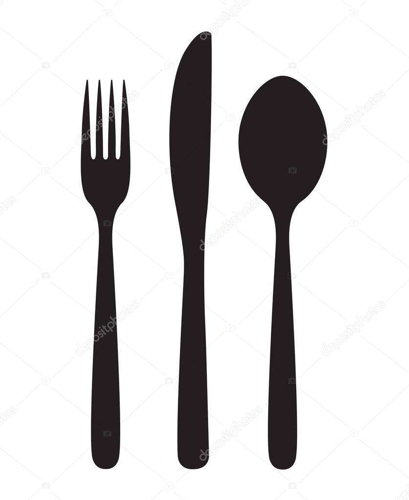 Knife, fork and spoon