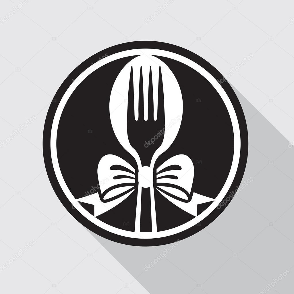 Restaurant menu design with spoon, fork and bow