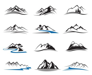 Mountain icons set clipart