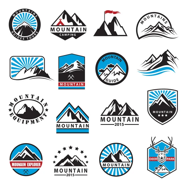 Mountain icons set — Stock Vector