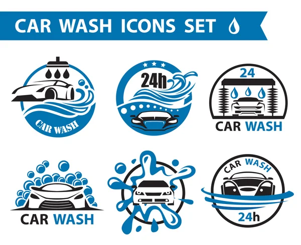 Auto wassen Pictogrammen Set — Stockvector