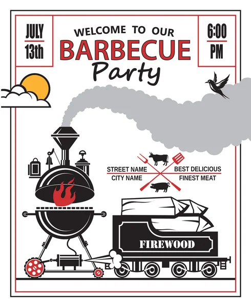 Invito alla festa barbecue — Vettoriale Stock