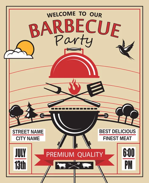 Invito alla festa barbecue — Vettoriale Stock