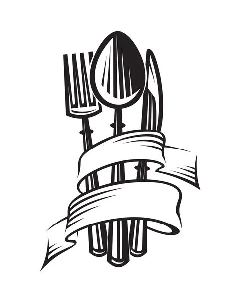 Cuillère, fourchette et couteau — Image vectorielle