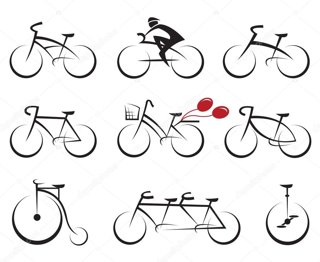 bicycles icons set
